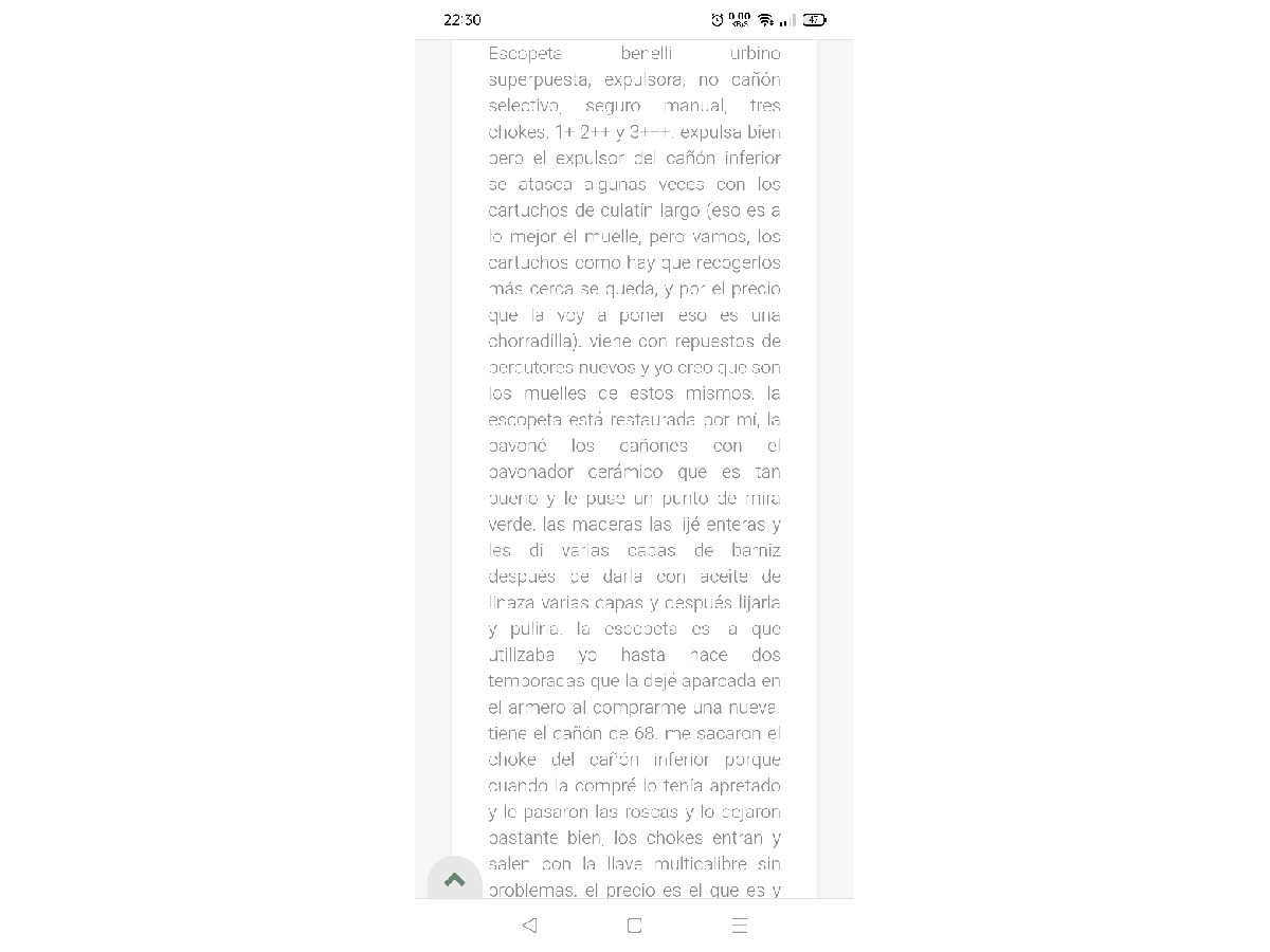 Benelli Urbino.Superpuesta expulsora.