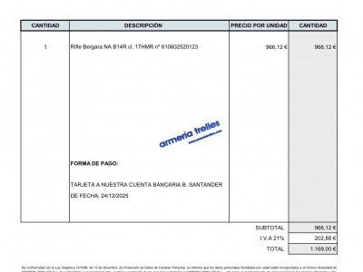 Bergara b14r 17hmr 5 meses 100 disparos .