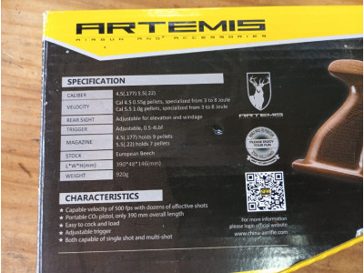 Pistola de Aire Comprimido Artemis CP1 M