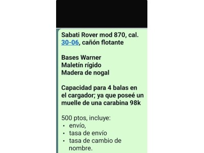 Sabatti rover cerrojo