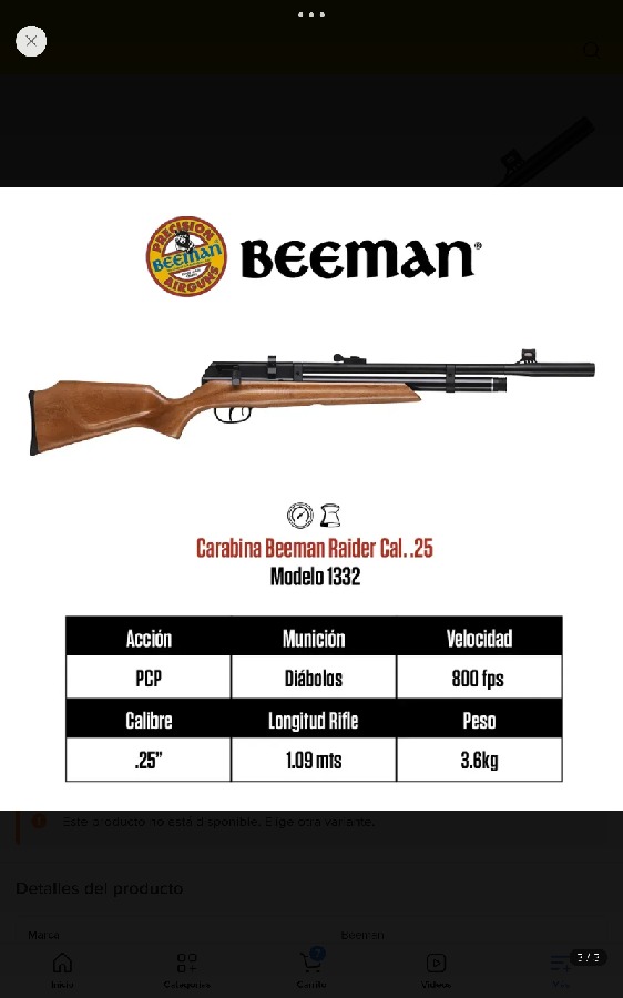 Rifle PCP Beeman Raider Cal. .25