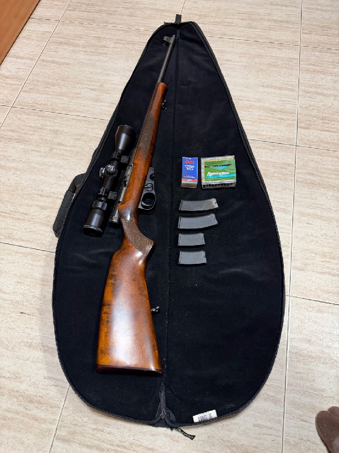 Rifle semiautomático calibre 22LR con visor Bushnell